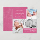 Meervoudige Fotoaankondiging//Fuchsia Pink Aankondiging (Voorkant / Achterkant)