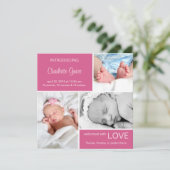 Meervoudige Fotoaankondiging//Fuchsia Pink Aankondiging (Staand voorkant)