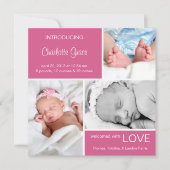 Meervoudige Fotoaankondiging//Fuchsia Pink Aankondiging (Voorkant)