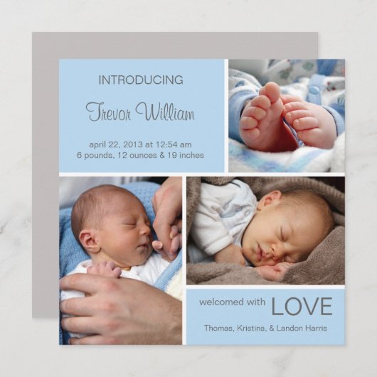 Meervoudige Fotoaankondiging//Licht Blauw Aankondiging (Voorkant / Achterkant)