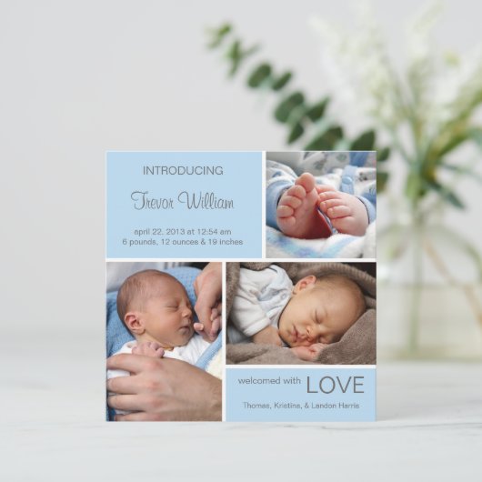 Meervoudige Fotoaankondiging//Licht Blauw Aankondiging (Staand voorkant)