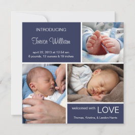 Meervoudige Fotoaankondiging//Navy Blue Denim Aankondiging