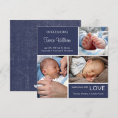 Meervoudige Fotoaankondiging//Navy Blue Denim Aankondiging (Voorkant / Achterkant)