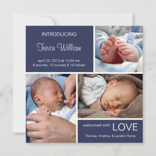 Meervoudige Fotoaankondiging//Navy Blue Denim Aankondiging (Voorkant)