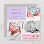 Meervoudige Fotoaankondiging//Roze Paars Aankondiging (Voorkant / Achterkant)