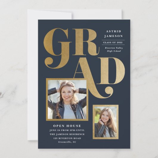 Meervoudige fotouitnodiging voor afstuderen kaart (Voorkant)