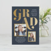 Meervoudige fotouitnodiging voor afstuderen kaart (Staand voorkant)