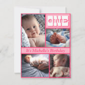 Meervoudige Lijst roze uitnodiging van één dag (Voorkant)