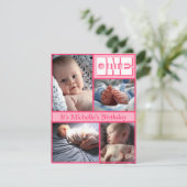 Meervoudige Lijst roze uitnodiging van één dag (Staand voorkant)