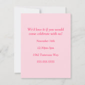 Meervoudige Lijst roze uitnodiging van één dag (Achterkant)