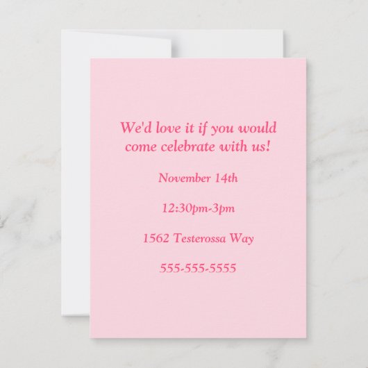 Meervoudige Lijst roze uitnodiging van één dag (Achterkant)