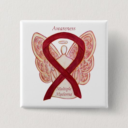 Meervoudige myeloom Angel Awareness Ribbon Pins Vierkante Button 5,1 Cm (Voorkant)