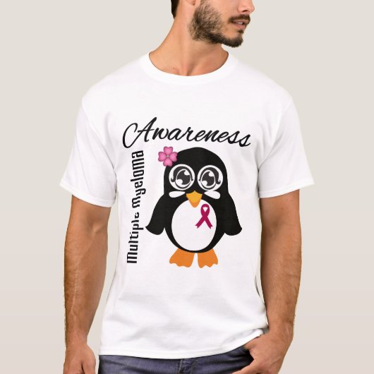 Meervoudige myeloom Bewustheid Pinguïn T-shirt (Voorkant)