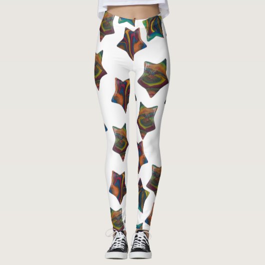 Meervoudige regenboogsterren leggings (Voorkant)