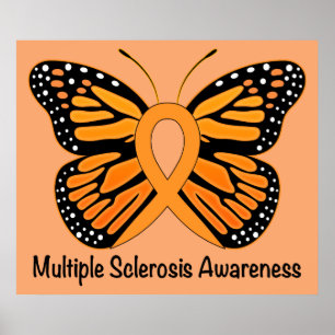 Meervoudige sclerose Bewustheid Lint met vlinder Poster