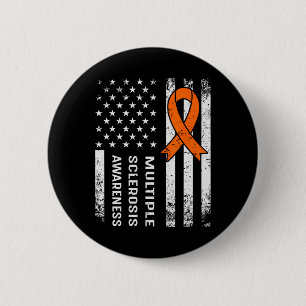 Meervoudige sclerose Bewustheid Oranje lint 2 Ronde Button 5,7 Cm