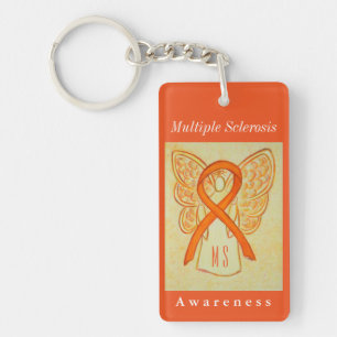 Meervoudige sclerose Bewustheid Ribbon Angel Sleut Sleutelhanger