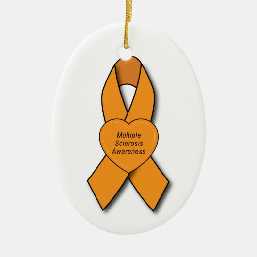 Meervoudige sclerose bewustzijn lint met hart keramisch ornament (Voorkant)