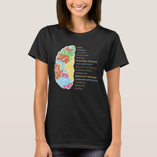 Meervoudige sclerose sensibilisering Funny Brain S T-shirt (Voorkant)