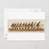  meervoudige Tandem Bicycle oude foto Briefkaart (Voorkant / Achterkant)