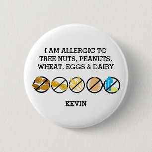  Meervoudige Voedingsallergie Alert Kind Ronde Button 5,7 Cm
