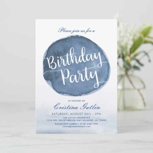 Meerwater Vlek | Aangepaste Verjaardagsfeestje Kaart (Staand voorkant)