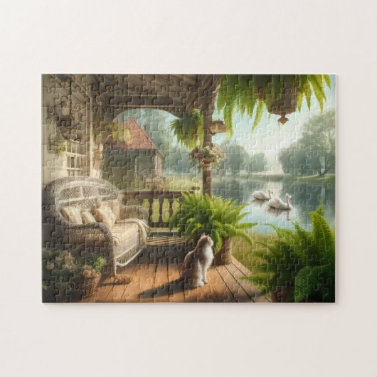 Meerzwanen Serene Morgen Gezicht Kalmerend Cadeau Legpuzzel (Horizontaal)