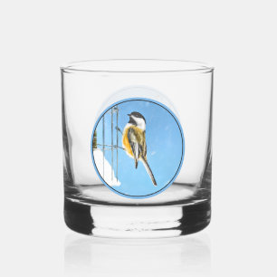 Mees op voederbak - Originele wilde vogelkunst Whisky Glas
