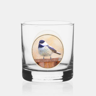 Mees op voederbak Schilderij - Originele Vogel Kun Whisky Glas