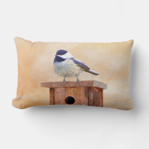 Mees op vogelhuis Schilderij Originele Vogel Kunst Kussen