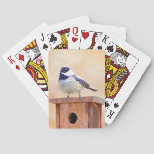 Mees op vogelhuisje Schilderij Originele Vogel Kun Pokerkaarten