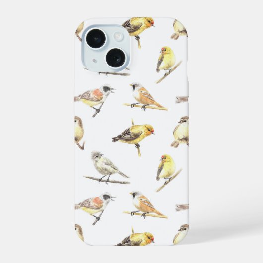 Mees vogels patroon iPhone 15 case (Achterkant)