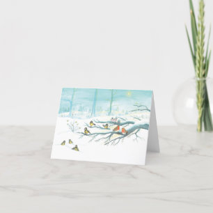 Mees Vogels, Rode Robins & Winterlandschap Feestdagen Kaart