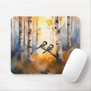 Mees Zangvogels in een Herfstbos Muismat