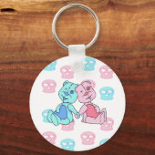 Meest beste roze blauwe schedels sleutelhanger (Voorkant)