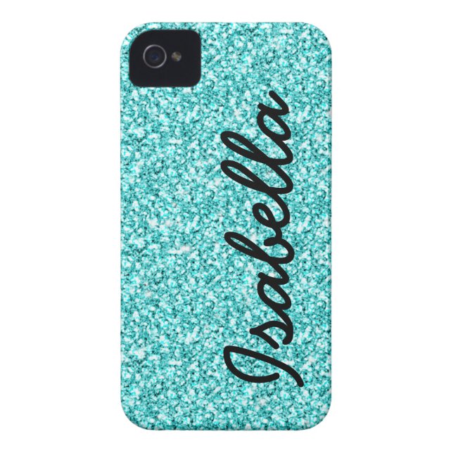 MEEST BLAUWGROEN GLITTER MET PERSONALIZEN Case-Mate iPhone CASE (Achterkant)