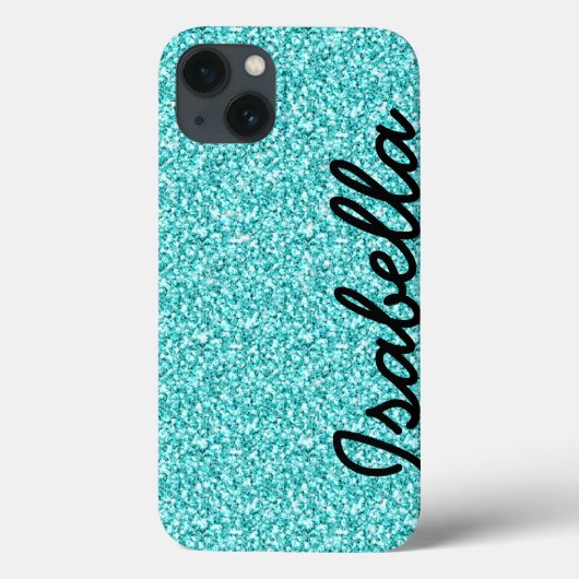 MEEST BLAUWGROEN GLITTER MET PERSONALIZEN Case-Mate iPhone CASE (Achterkant)