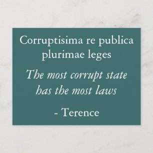 Meest corrupte staat - Terence quote Briefkaart