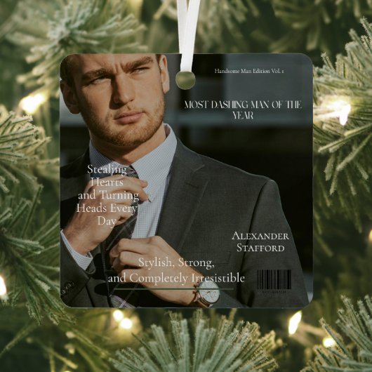 Meest Dashing Man Magazine foto Hoesje Metalen Ornament (Insitu)