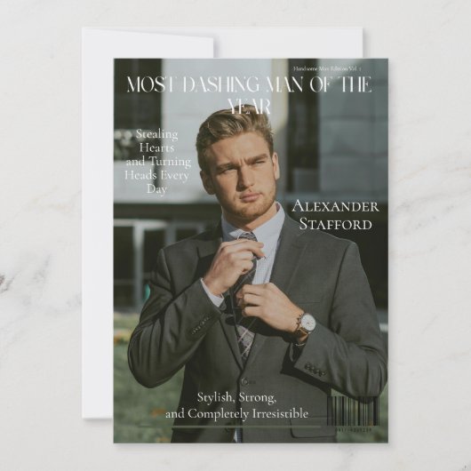 Meest Dashing Man van het Jaar Magazine Hoesje Feestdagenkaart (Voorkant)