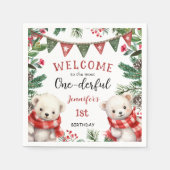 Meest eenDerful | Beren Kerstmis 1e Verjaardag Servet (Voorkant)