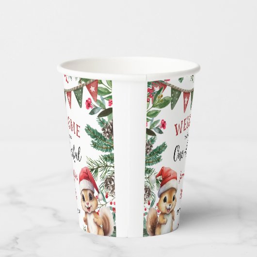 Meest eenDerful | Eekhoorn Kerstmis 1e Verjaardag Papieren Bekers (Rechts)