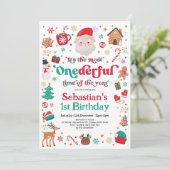 Meest EenDerful Kerstman Jongen 1e Verjaardag Kaart (Staand voorkant)