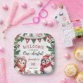 Meest eenDerful | Pinguïn Kerstmis 1e Verjaardag Papieren Bordje (Feest)