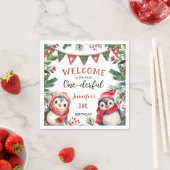 Meest eenDerful | Pinguïn Kerstmis 1e Verjaardag Servet (Insitu)
