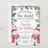 Meest eenDerful | Sneeuwman Kerstmis 1e Verjaardag Kaart (Voorkant)