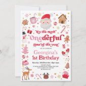 Meest eenDerful Time Christmas Girl 1e Verjaardag Kaart (Voorkant)