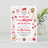 Meest eenDerful Time Christmas Girl 1e Verjaardag Kaart (Staand voorkant)