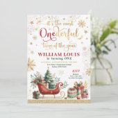 Meest eenDerful Time Christmas Sleigh 1e Verjaarda Kaart (Staand voorkant)