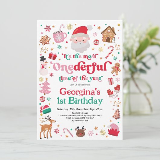 Meest eenDerful Time Kerstman 1e Verjaardag Kaart (Staand voorkant)